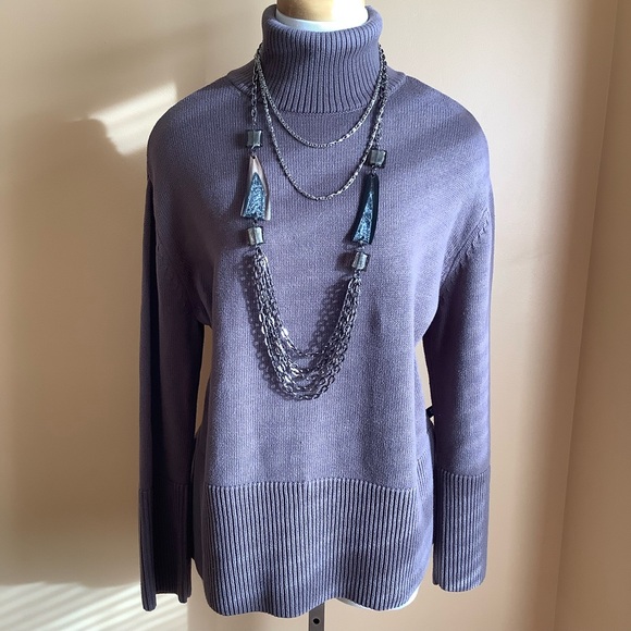 GAP Greyish -Purple Oversized Cotton Turtleneck Sweater Size L - Picture 2 of 13